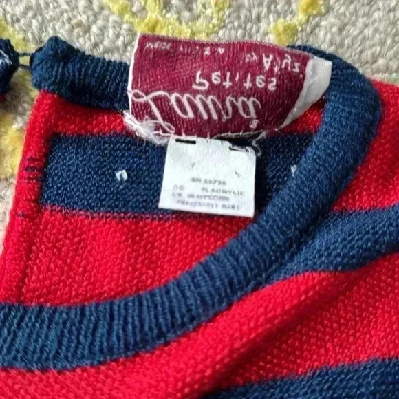 Vintage 80s knit striped sweater top cropped 8 - Picture 3 of 4